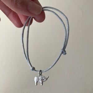 Silver Elephant Charm Adjustable Bracelet - Gray